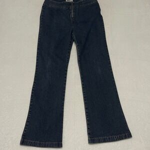 Soft Surroundings Women Sz Med Dark Wash Flare Leg Jeans Zipper Fly Cotton Blend